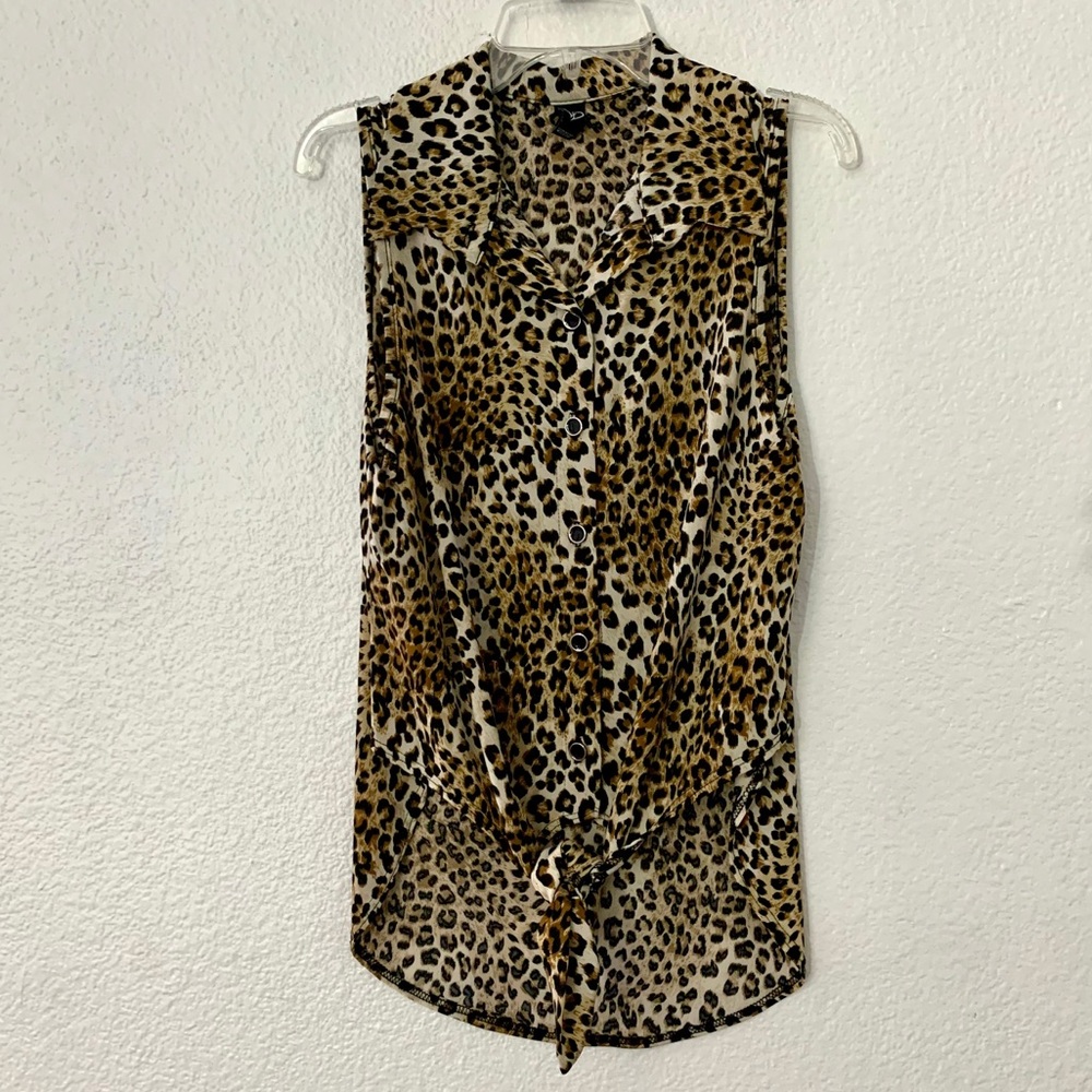 Windsor Tie-Front Cheetah Blouse